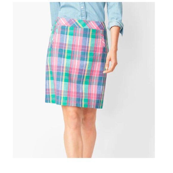 Talbot's Madras Plaid Linen Blend Skirt, Size 4, EUC. ADORABLE!!!! - Picture 1 of 12